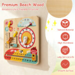 Montessori Wooden Time Learning Clock for Kids 3+, All-in-One Calendar Season Weather Educational Toy - Image 7
