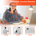 Wearable USB Heated Blanket Shawl, Portable Heated Blanket, 3 Gears 8 Heating Zones Cordless Zip Heated Throw Blanket for Women, Outdoor, Office, Camping - Image 2