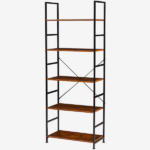 5-Tier Wooden Bookshelf with Adjustable Feet, Metal Frame, Waterproof and Scratch-Resistant Shelves, Rustic Brown (Shipment from Walmart) - Image 2