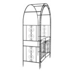 134.5*58.5*213cm Arc Roof Double Layer With Door Wrought Iron Iron Arch Courtyard Black - Image 4