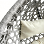Foldable Hanging Egg Chair with Stand, HDPE Rattan Wicker Swing Chair with Cushion, Heavy Duty Frame 350 Lbs Capacity, Outdoor Patio Indoor Bedroom Balcony, Beige+Gray - Image 9