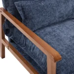 Cloud Shaped Indoor Leisure Chair with Solid Wood Armrest & Solid Wood Frame, Chenille Fabric Accent Chair with Lumbar Pillow, Single Sofa Chair Slate Blue - Image 13
