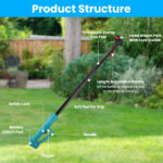 3 In 1 Multifunctional Mini Hedge Trimmer & Grass Shear Electric Cordless Handheld Hedge Trimmer with 90° Rotatable Head Telescopic Extension Pole Gloves Goggles 2Pcs 21V Batteries - Image 6